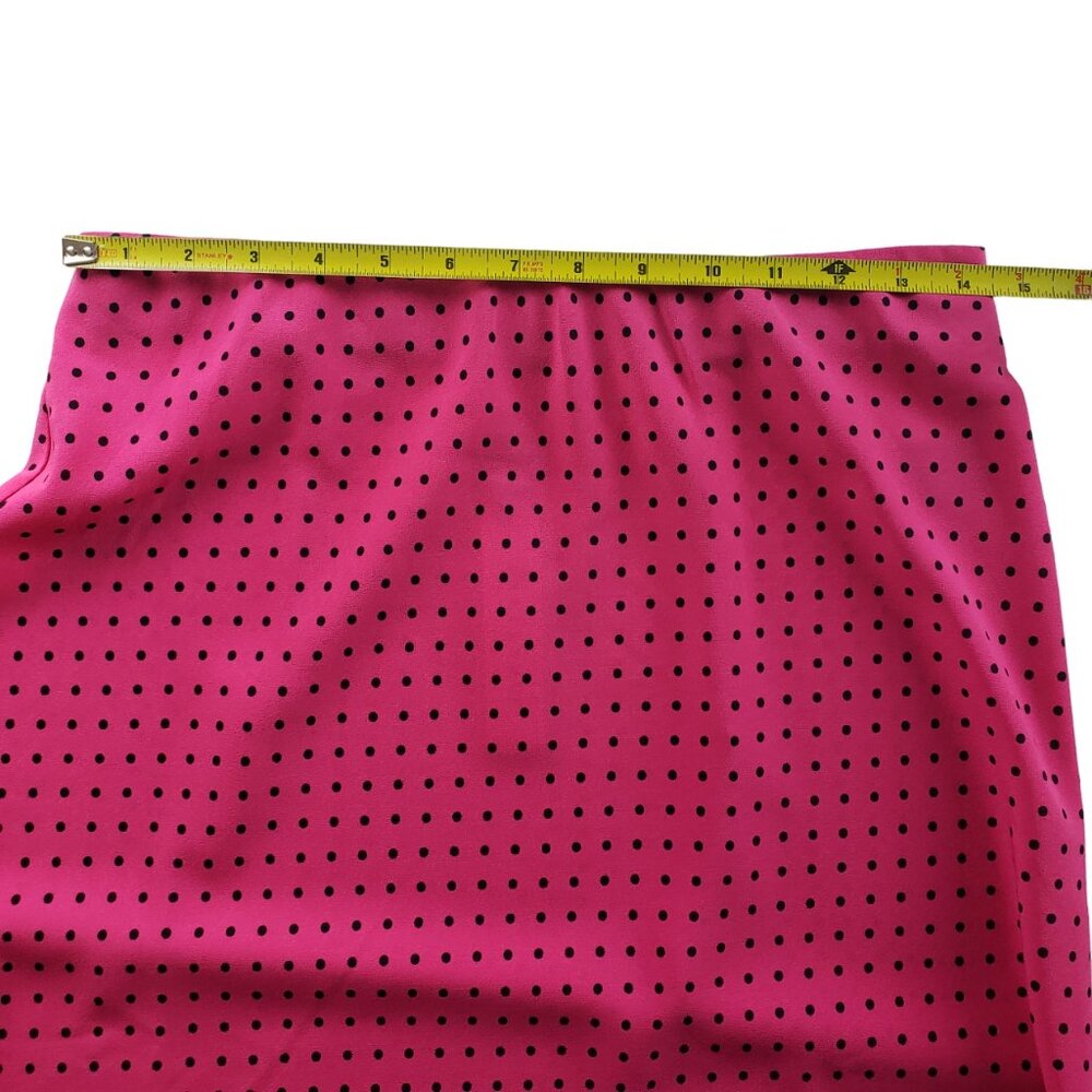 Sanctuary M Pink with Black Dots Bias Cut Polyester Crepe Midi Skirt Pull On NWT - Picture 8 of 8
